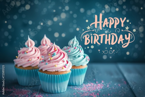 Happy Birthday cupcakes Generative AI