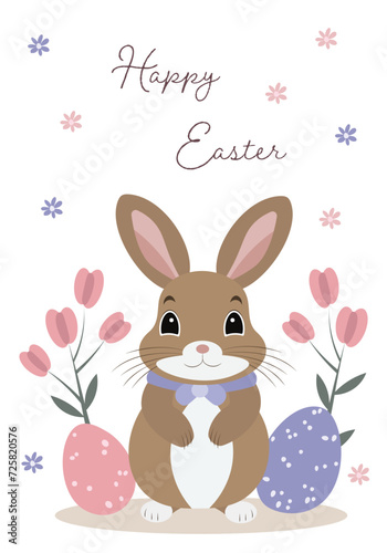 Easter bunny with easter eggs