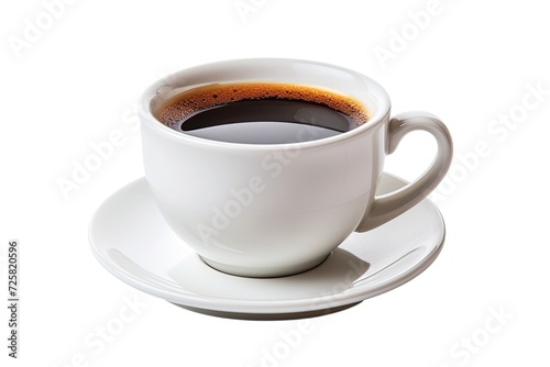 Hot coffee in a white cup isolated on a white background with a clipping path