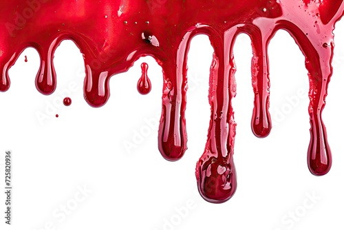 Isolated photo with clipping path of red spray stain dripping