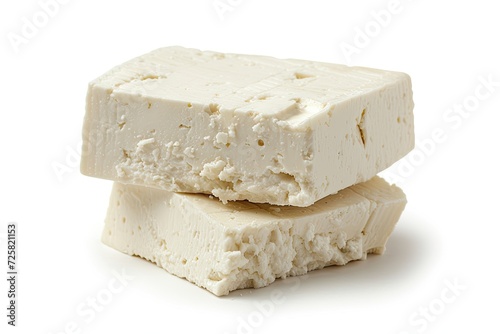 Isolated white Greek feta cheese