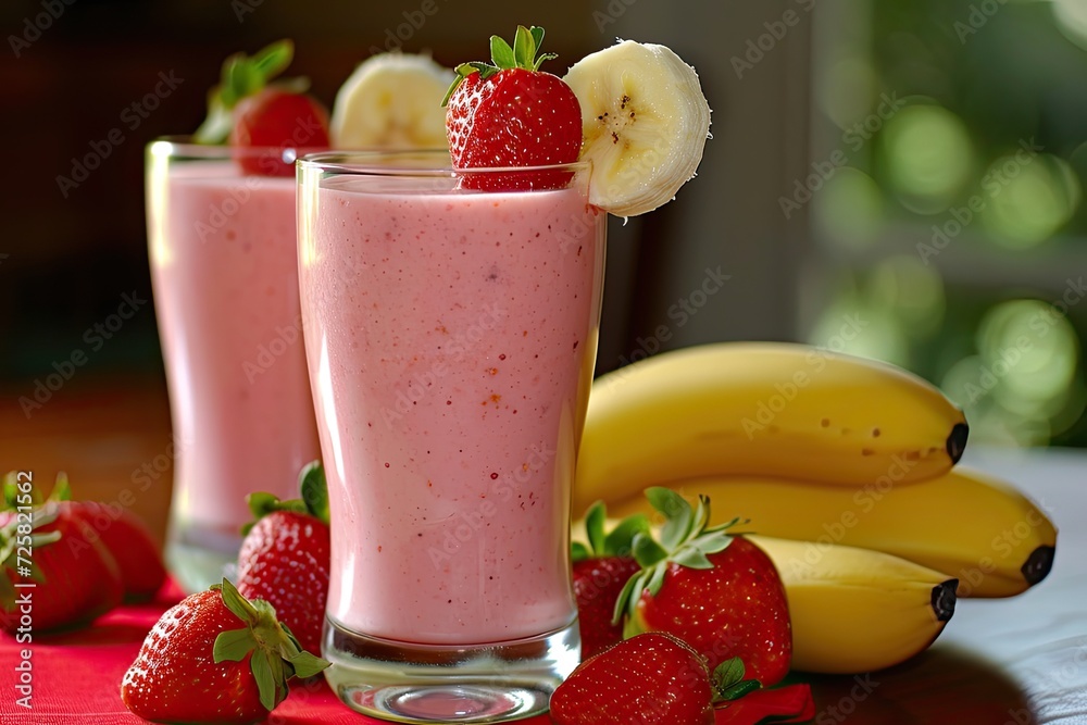 Smoothies with strawberry and banana Smoothies with strawberry and banana