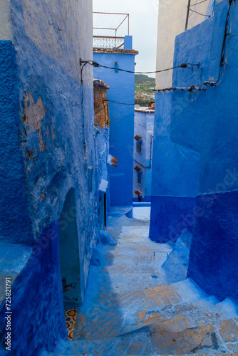 Blue city. Picturesque, narrow streets and alleys of the Medina. Chefchaouen, (Chaouen)  Morocco, Africa photo