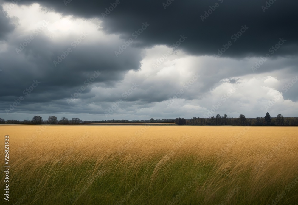 Beautiful shot of a whet field with a cloudy sky Beautiful shot of a whet field with a cloudy sky