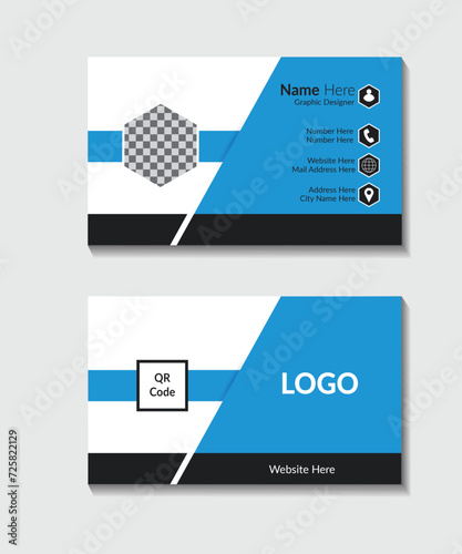 White ,black and blue business card template design