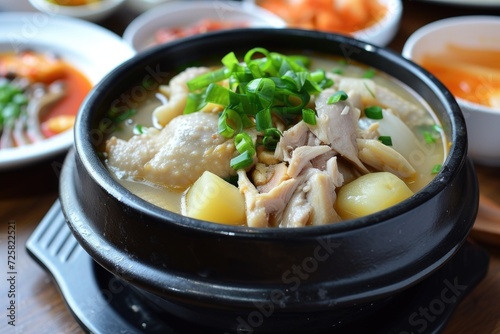 Traditional Korean chicken soup Samgyetang for summer health