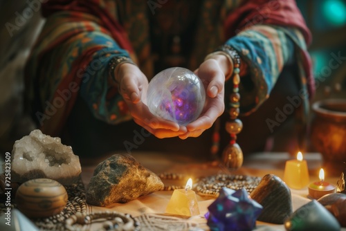 A fortune teller who uses crystals to predict the future