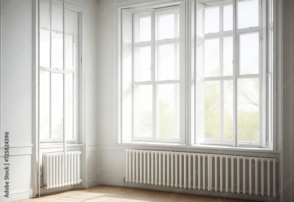 Empty room with window and radiator Empty room with window and radiator