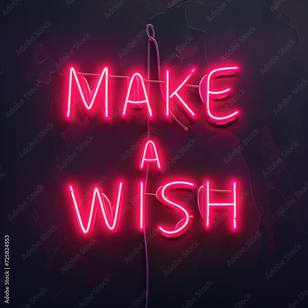 glowing neon sing saying make a wish