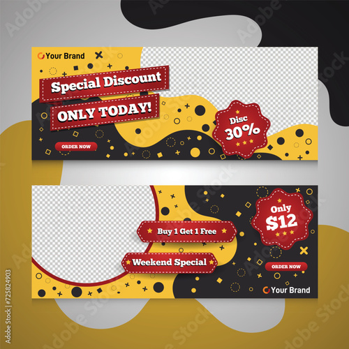 Fast Food Burger Barbecue Promotional Discount Banner