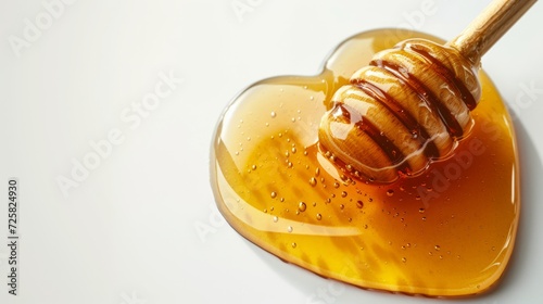 honey in heart shape on white isolated background, 