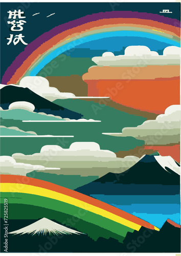 Text Background Set: Rainbow Landscape, Dragon, Dinosaur, Festival, Frame, Legalize, Chinese, Asian, Japanese, Engraving