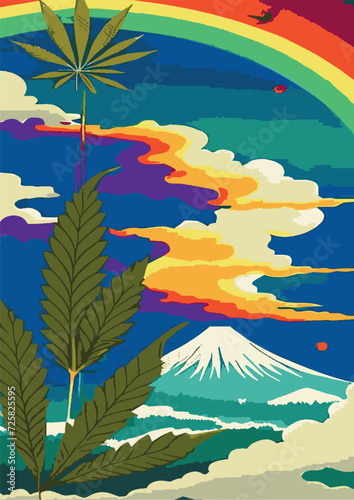 Text Background Set: Rainbow Landscape, Dragon, Dinosaur, Festival, Frame, Legalize, Chinese, Asian, Japanese, Engraving