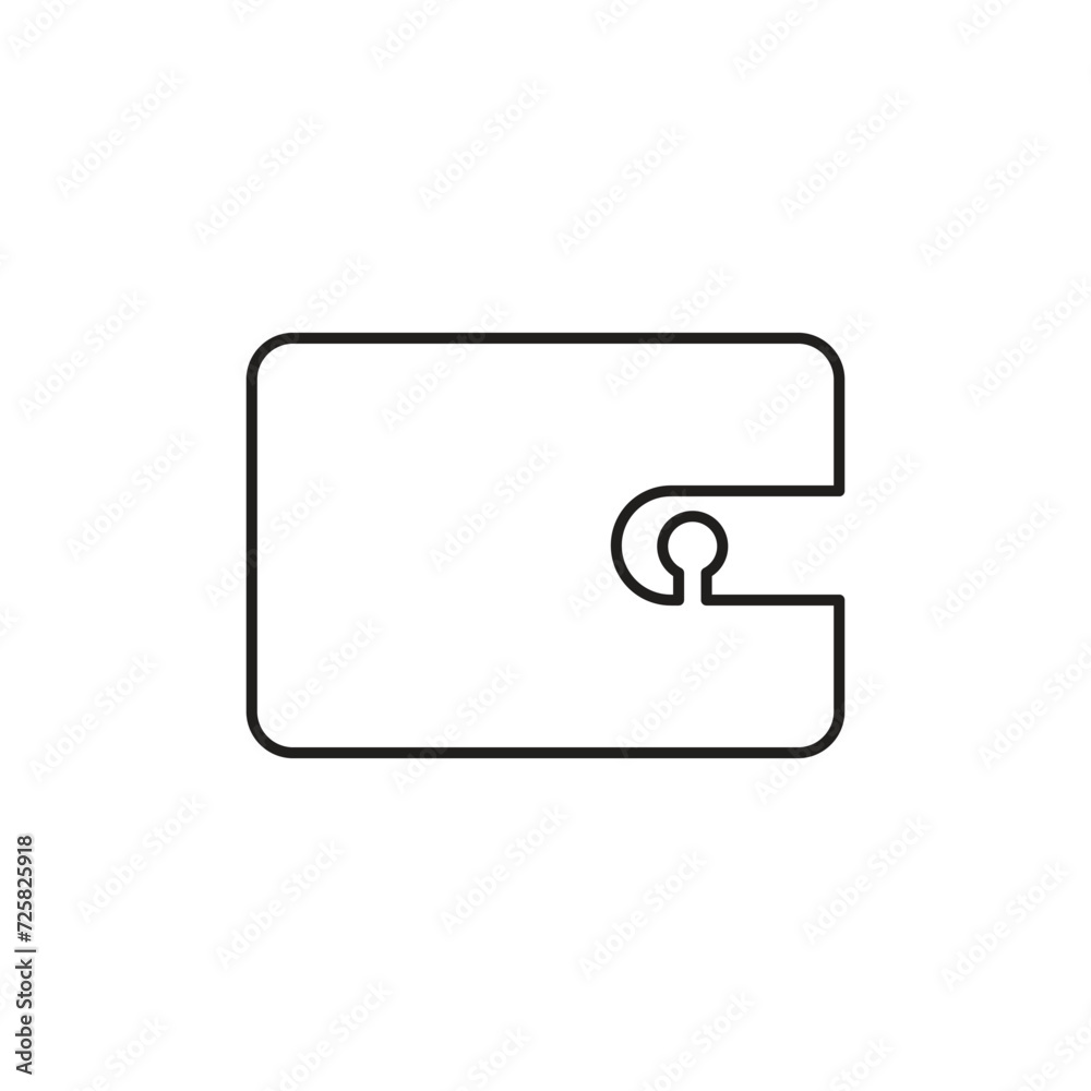 Wallet one line, vector drawing. Isolated white background.
