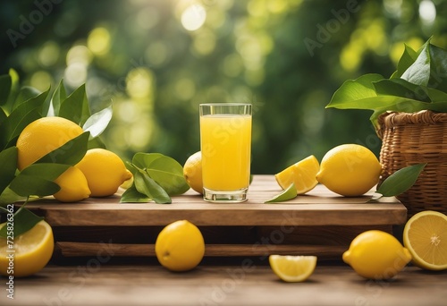 Background lemon podium product fruit platform cosmetic scene display citrus yellow Podium lemon vit photo