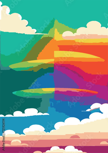 Text Background Set: Rainbow Landscape, Dragon, Dinosaur, Festival, Frame, Legalize, Chinese, Asian, Japanese, Engraving