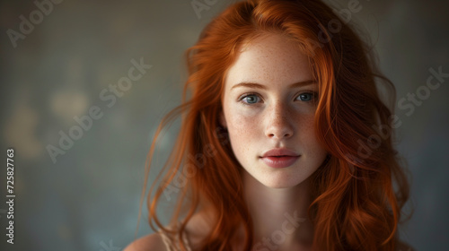 The Gaze of Grace Portrait of a Redhead with Ethereal Beauty