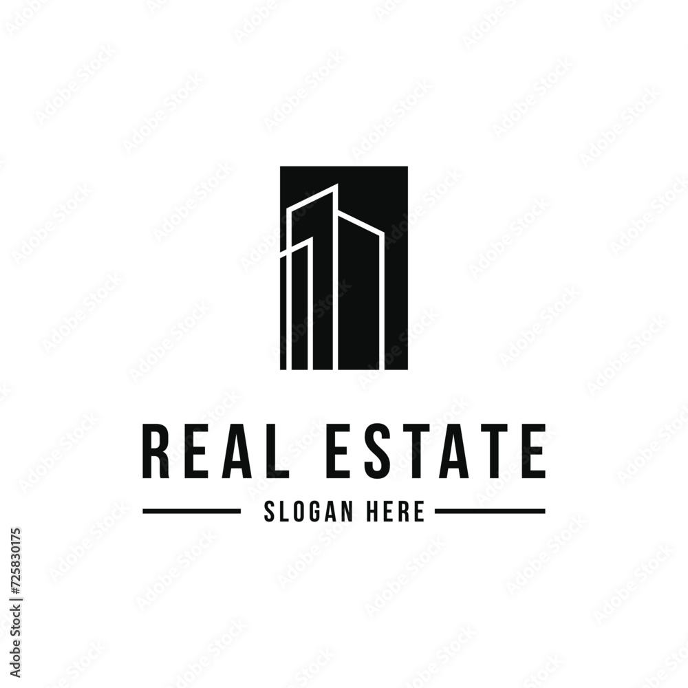 Real estate building logo design concept