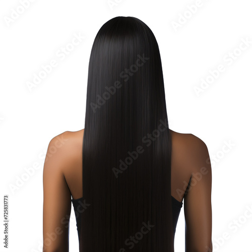 Obraz na płótnie a black woman with straight black hair seen from the back on a transparent background png isolated w salonie