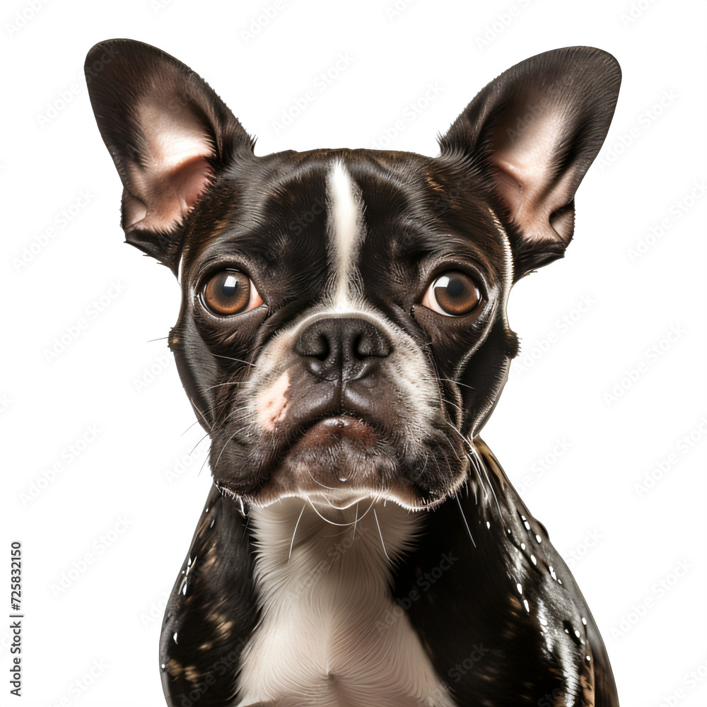 black french bulldog portrait on a transparent background png isolated