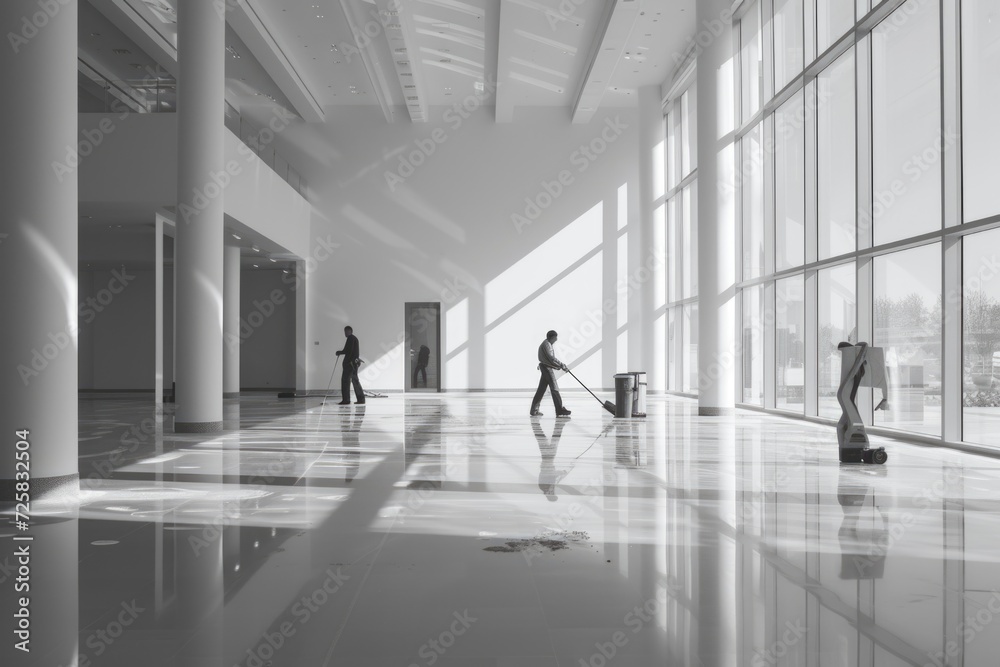 A couple walking together inside a building. Ideal for illustrating teamwork, collaboration, or exploring a new space