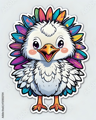 Illustration of a cute Ostrich sticker with vibrant colors and a playful expression © Pista Hunt