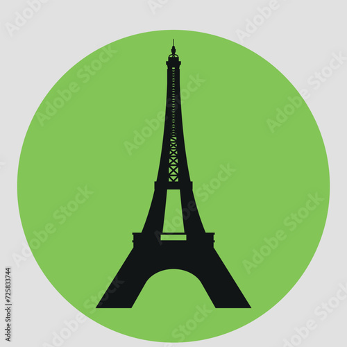 Silhouette of the Eiffel Tower. Icon. Vector on a gray background