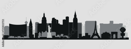 The city skyline. Las Vegas. Silhouettes of buildings. Vector on a gray background