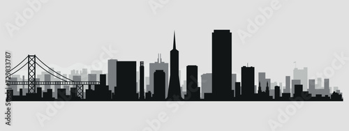 The city skyline. San Francisco. Silhouettes of buildings. Vector on a gray background