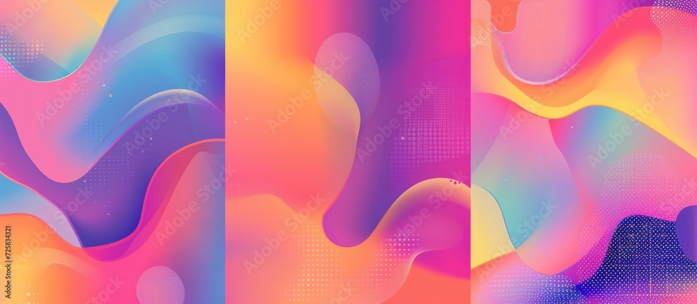 Abstract gradient fluid liquid with vibrant graphic color cover template background. AI generated