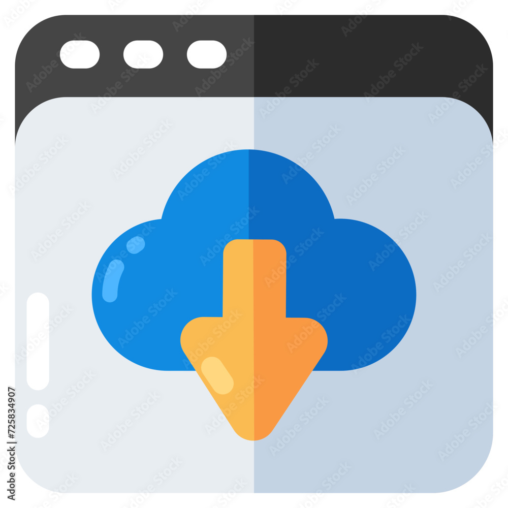Conceptual flat design icon of cloud download Conceptual flat design icon of cloud download