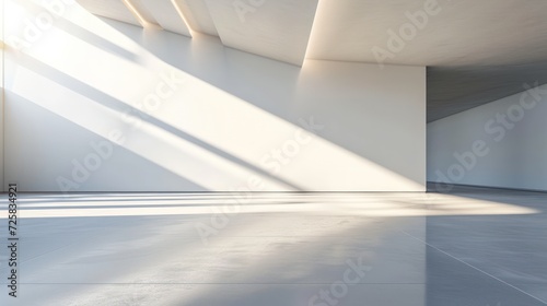 Abstract empty modern showroom interior design with concrete wall background. AI generated