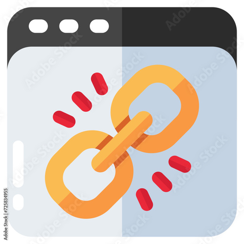 Conceptual flat design icon of web linkage 