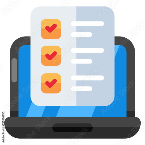 Conceptual flat design icon of checklist 