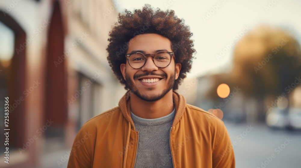 Trendy and diverse, a happy young man in a casual pose near the college building. Trendy and diverse, a happy young man in a casual pose near the college building.