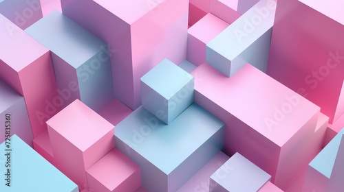 Multicolored geometric cubic form 3D structure tech pastel background. AI generated image