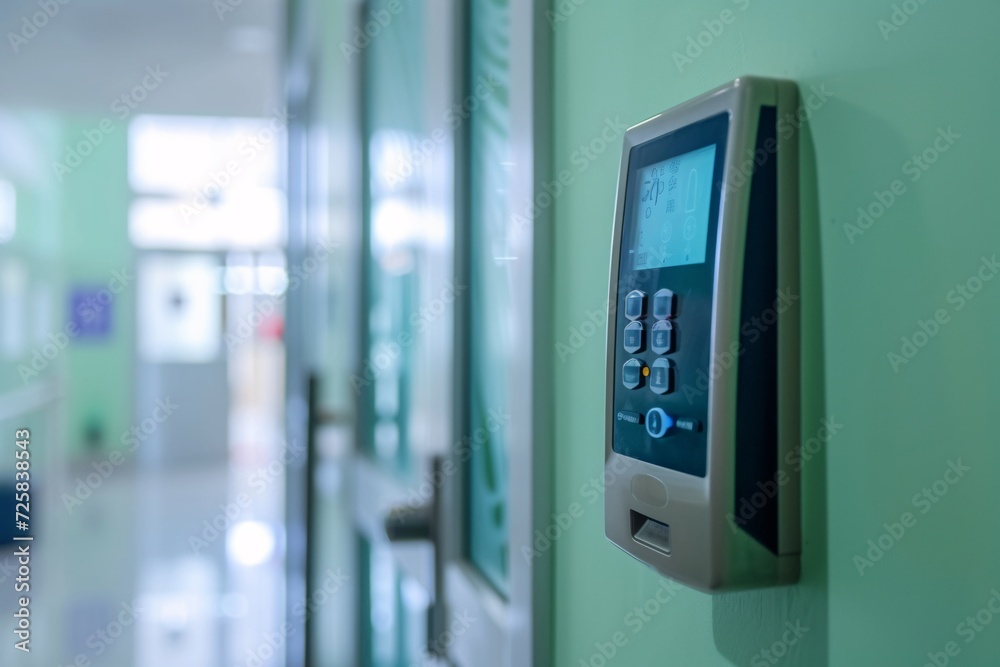 Finger print scan access control system machine on wall Finger print scan access control system machine on wall