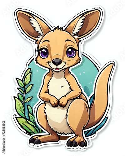 Illustration of a cute Kangaroo sticker with vibrant colors and a playful expression © Pista Hunt