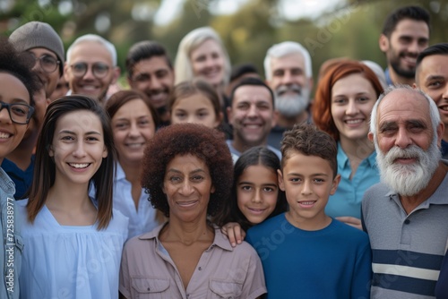 Large group of happy multiethnic and multi-generation