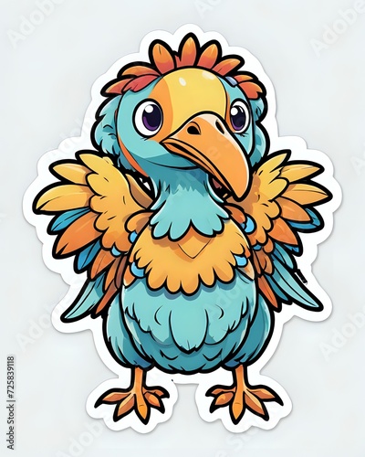 Illustration of a cute Dodo sticker with vibrant colors and a playful expression © Pista Hunt