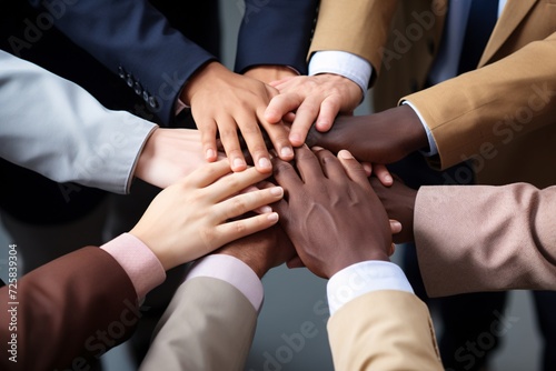 People of all colors holding hands inclusive business