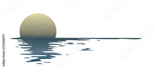 Night landscape with moon and lake.
