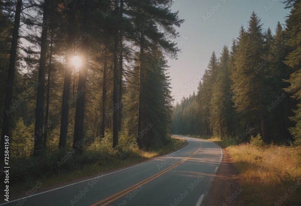 Fototapeta premium Beautiful tree lined road in the Tunnel of Trees on a drive through Emmet County from Harbor Springs