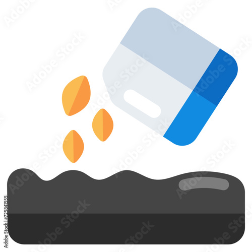 Conceptual flat design icon of fertilizer sachet 