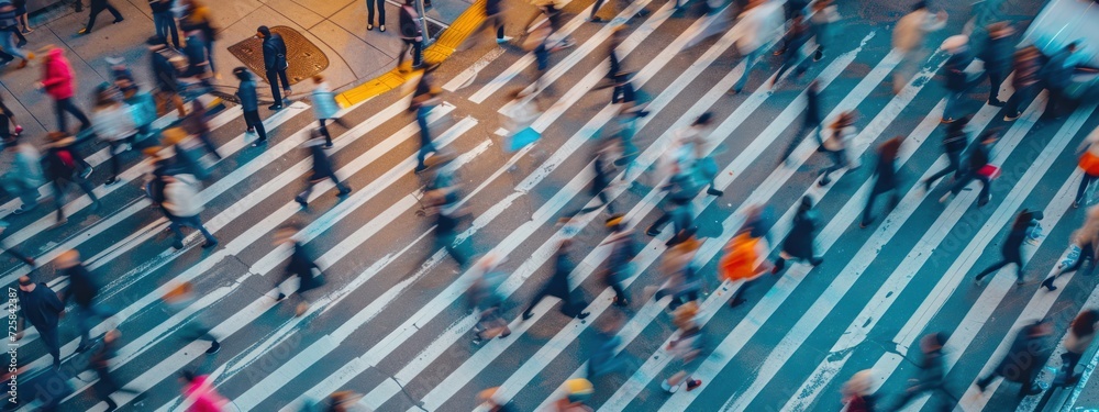 People Overhead View Group Walking Background Generative AI People Overhead View Group Walking Background Generative AI