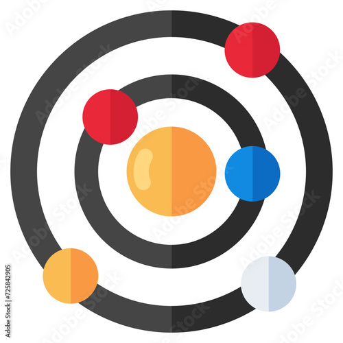 An flat design icon of solar system 