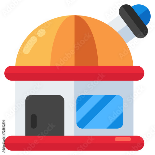 Editable design icon of observatory building 