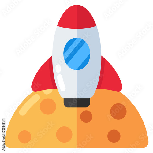 Conceptual flat design icon of rocket 