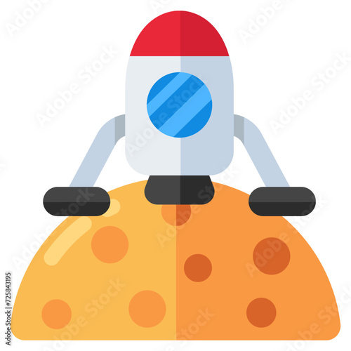 Conceptual flat design icon of rocket 