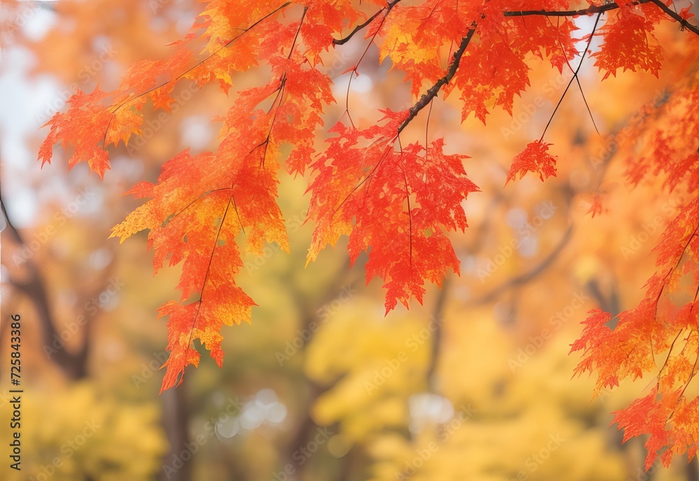 Tree branch with beautiful red autumn leaves on Tree branch with beautiful red autumn leaves on